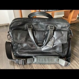 TUMI Black Leather Briefcase Laptop Computer Bag